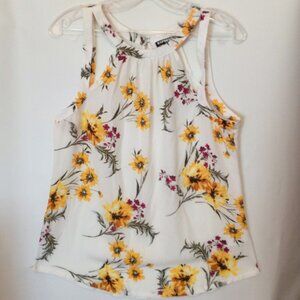 Tank Top EXPRESS White Yellow Purple Green Floral Sleeveless Cool Summer NWT - M